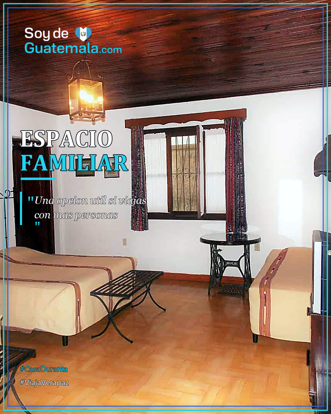 Habitación triple de Casa Duranta para viaje familiar en Cobán