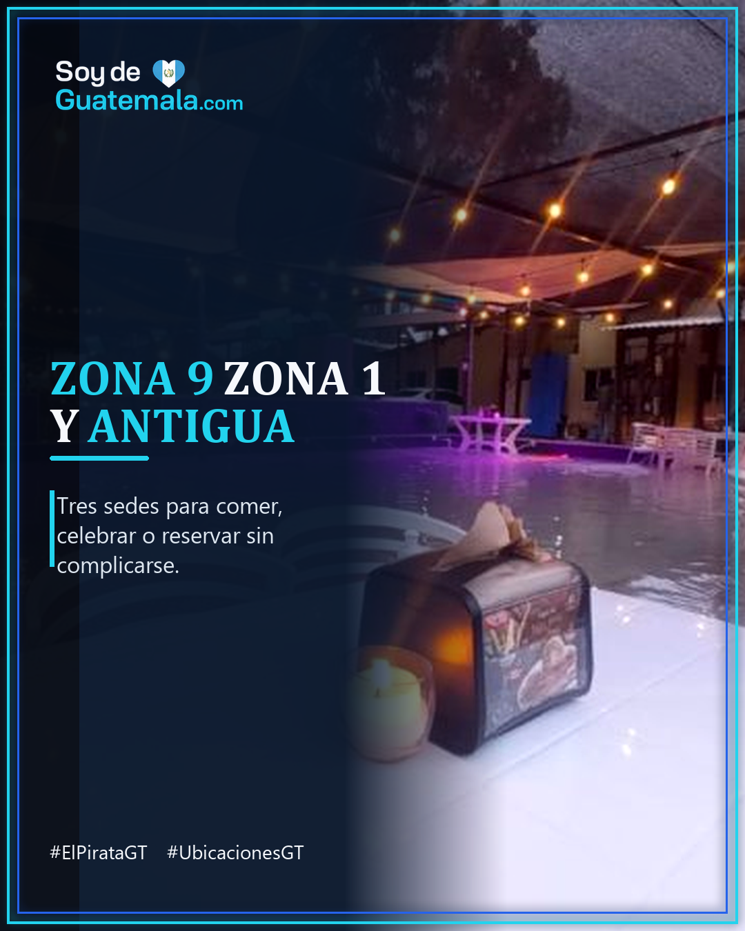Área de terraza de El Pirata Guatemala, restaurante con sedes en Zona 9, Zona 1 y Antigua